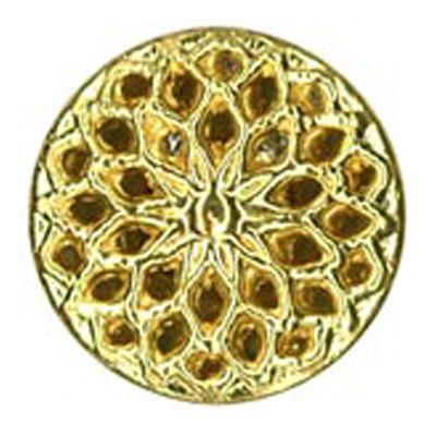23600 Sullivans 15mm Round Metal Shank Button With Crocheted Flower Pattern - Gold - 24 In A Tube