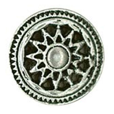 23602 Sullivans 20mm Round Metal Shank Button With Wheel Hub Pattern - Silver - 24 In A Tube