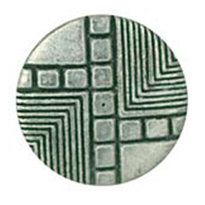 23610 Sullivans 20mm Round Metal Shank Button With Geometric Patterns - Silver - 24 In A Tube