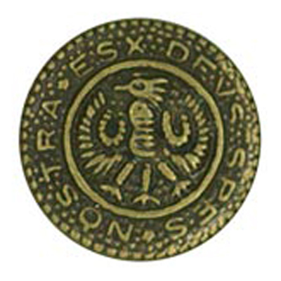 23632 Sullivans 21mm Round Metal Shank Button With Emblem - Brass - 25 In A Tube