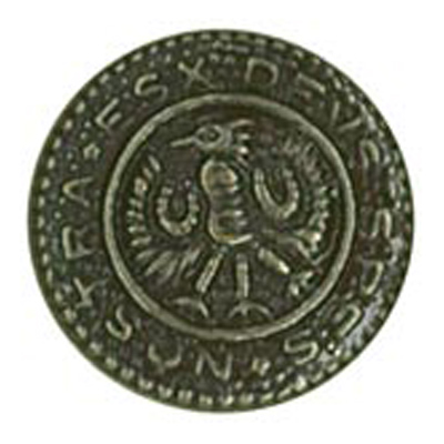 23633 Sullivans 21mm Round Metal Shank Button With Emblem - Gunmetal - 25 In A Tube