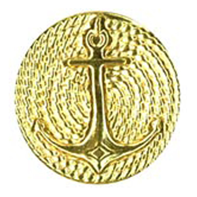 23647 Sullivans 19mm Round Metal Shank Button With Rope And Anchor - Gold - 21 In A Tube