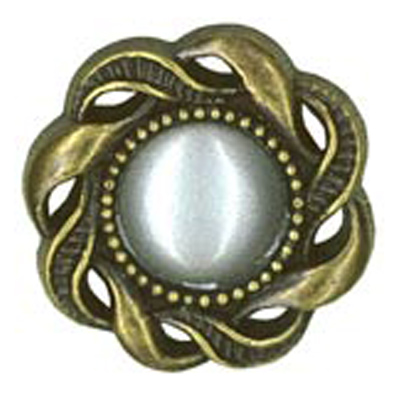 23655 Sullivans 21mm Round Plastic Shank Button With Pearl Centre And Old Gold Border - Grey - 19 In A Tub