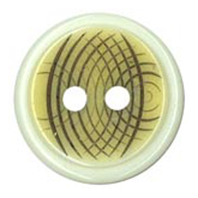23695 Sullivans 15mm Round Plastic Button 2 Hole - Raised Gold With Black Geometric Lines - Cream - 23 In 