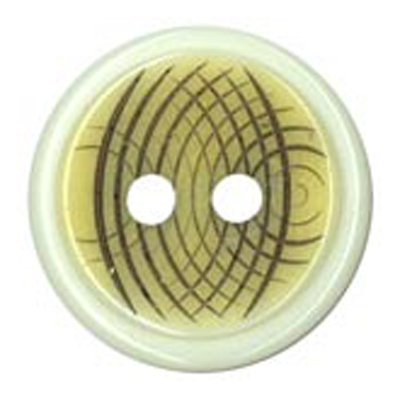 23697 Sullivans 21mm Round Plastic Button 2 Hole - Raised Gold With Black Geometric Lines - Cream - 18 In 