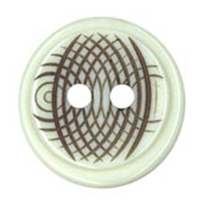23698 Sullivans 21mm Round Plastic Button 2 Hole - Raised Cream With Black Geometric Lines - Cream - 18 In