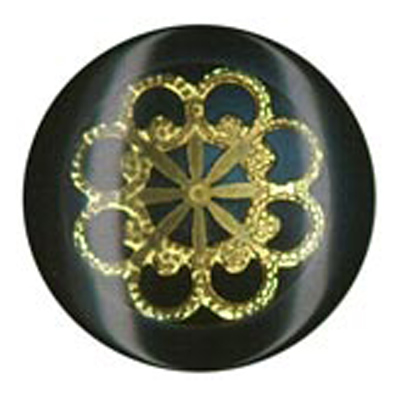 23779 Sullivans 20mm Round Plastic Shank Button With Gold Flower Pattern - Navy - 14 In A Tube