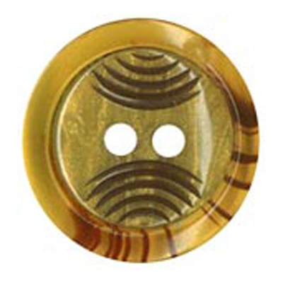 23800 Sullivans 13mm Round Plastic Button 2 Hole With Black Arc Lines - Amber Brown - 30 In A Tube
