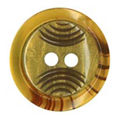 23803 Sullivans 16mm Round Plastic Button 2 Hole With Black Arc Lines - Amber Brown - 25 In A Tube