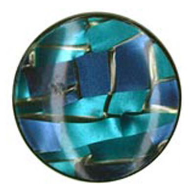 23836 Sullivans 27mm Round Plastic Shank Button With Shards Of Blue Green Colours - 16 In A Tube