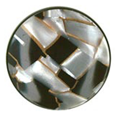 23837 Sullivans 27mm Round Plastic Shank Button With Shards Of Black / Pearl Colours - 16 In A Tube