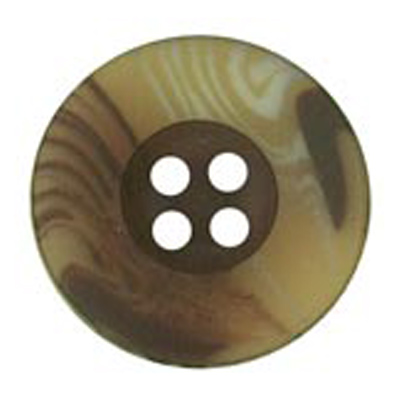 23934 Sullivans 19mm Round Plastic Button 4 Hole - Indented Centre  - Brown/cream - 35 In A Tube