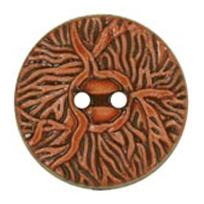 23968 Sullivans 18mm Round Plastic Button 2 Hole With Entined Twigs Pattern - Brown - 36 In A Tube