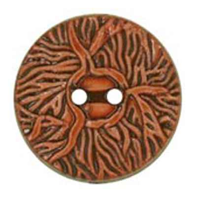 23969 Sullivans 22mm Round Plastic Button 2 Hole With Entined Twigs Pattern - Brown - 31 In A Tube