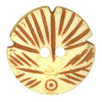 23980 Sullivans 21mm Round Plastic Button 2 Hole With Brown Palm Fronds Pattern - Cream - 40 In A Tube