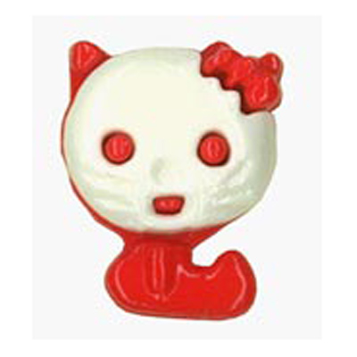 24104 Sullivans 15mm Kids Plastic Shank Button - Red Cat With White Face - 40 In A Tube