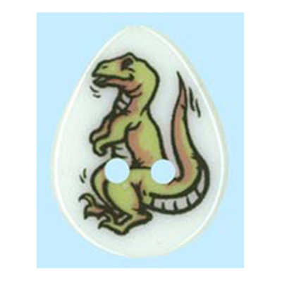 24110 Sullivans 20mm Kids Oval Plastic Button 2 Hole -  White With Yellow Dinosaur - 37 In A Tube