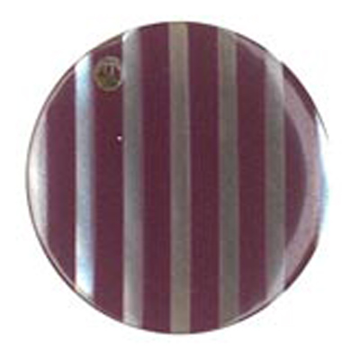 24186 Sullivans 12mm Round Plastic Shank Button - Clear With Maroon Stripes - 32 In A Tube