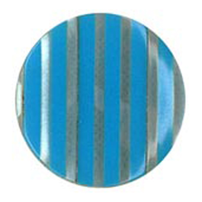 24187 Sullivans 12mm Round Plastic Shank Button - Clear With Blue Stripes - 32 In A Tube