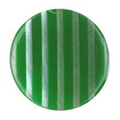24190 Sullivans 12mm Round Plastic Shank Button - Clear With Green Stripes - 32 In A Tube