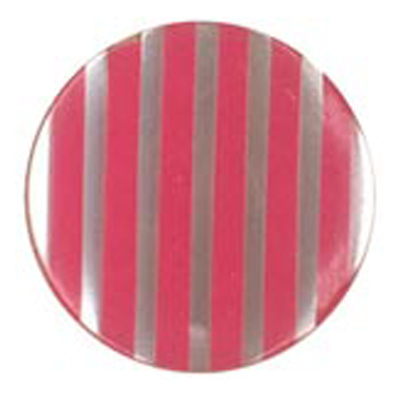 24199 Sullivans 16mm Round Plastic Shank Button - Clear With Hot Pink Stripes - 28 In A Tube