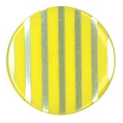 24208 Sullivans 20mm Round Plastic Shank Button - Clear With Yellow Grey Stripes - 17 In A Tube