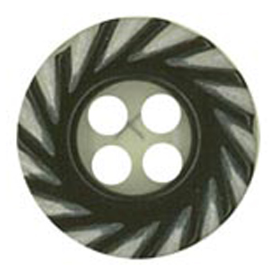 24237 Sullivans 13mm Round Plastic Button 4 Hole - With Diagonal Stripes On Border - Black - 56 In A Tube