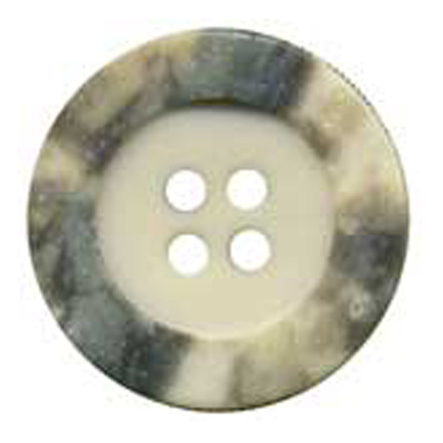 24328 Sullivans 18mm Round Plastic Button 4 Hole With Crater Like Mottled Border - Centre Cream - 32 In A 