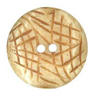 24347 Sullivans 24mm Round Plastic Button 2 Hole - With Random Brown Criss Crossed Lines - Bone - 15 In A 