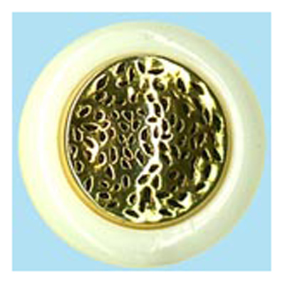 24383 Sullivans 21mm Round Plastic Shank Button With Gold Middle And White Border - 20 In A Tube