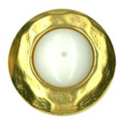 24386 Sullivans 25mm Round Plastic Shank Button With Thick Gold Border - White Centre - 25 In A Tube