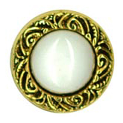 24391 Sullivans 13mm Round Plastic Shank Button With Old Gold Border - White Centre - 37 In A Tube