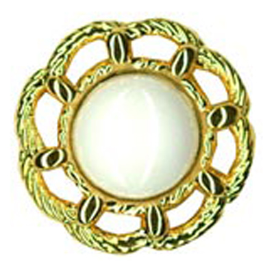 24395 Sullivans 21mm Round Plastic Shank Button With Gold Chain Border - White Centre - 23 In A Tube