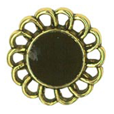 24415 Sullivans 21mm Round Plastic Shank Button With Black Centre - Gold Looped Border - 18 In A Tube