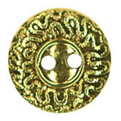 24417 Sullivans 18mm Round Plastic Button 2 Hole  - Detailed Gold Border - 28 In A Tube