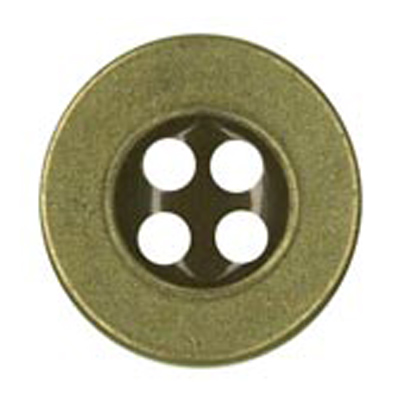 24877 Sullivans 15mm Round Metal Button 4 Hole - Brass - 31 In A Tube