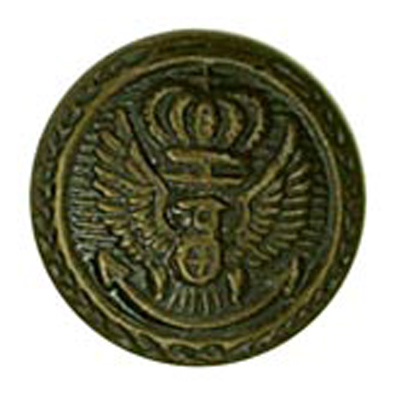 24894 Sullivans 11mm Round Metal Shank Button With Crown And Eagle - Brass - 100 In A Bag