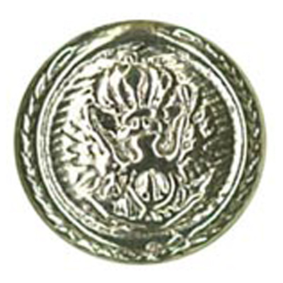 24896 Sullivans 15mm Round Metal Shank Button With Crown And Eagle - Silver - 100 In A Bag