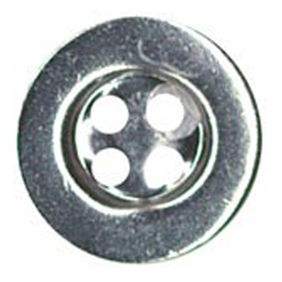 24959 Sullivans 12mm Round Metal Button 4 Hole - Silver - 100 In A Bag