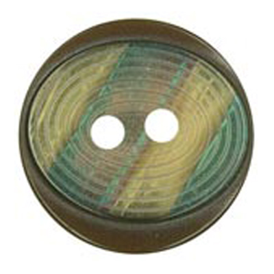 25107 Sullivans 15mm Round Plastic Button 2 Hole With Oval Rimmed Opalised  Centre - Brown - 28 In A Tube