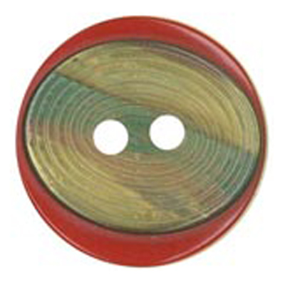 25121 Sullivans 23mm Round Plastic Button 2 Hole With Oval Rimmed Opalised  Centre - Red - 17 In A Tube