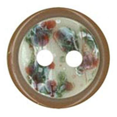 25144 Sullivans 20mm Round Plastic Button 2 Hole With  Round Quartz Effect On Top - Brown - 17 In A Tube