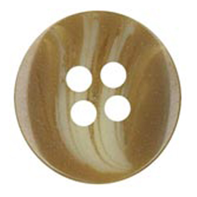 25163 Sullivans 18mm Round Plastic Button 4 Hole With White Brushed Effect Through - Tan - 44 In A Tube