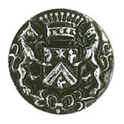 25200 Sullivans 19mm Round Metal Shank Button With A Coats Of Arms - Silver - 25 In A Tube