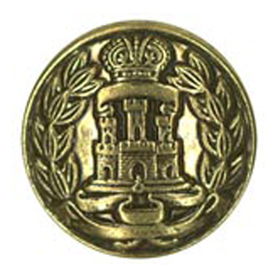 25204 Sullivans 15mm Round Metal Shank Button With Crown And Emblem - Old Gold - 23 In A Tube