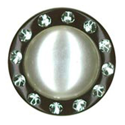 25523 Sullivans 21mm Round Plastic Shank Button With Pearl Centre And Diamonte Studded Border - Black - 23