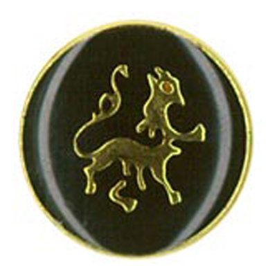 25996 Sullivans 15mm Round Plastic Shank Button With Gold Lion - Black - 23 In A Tube