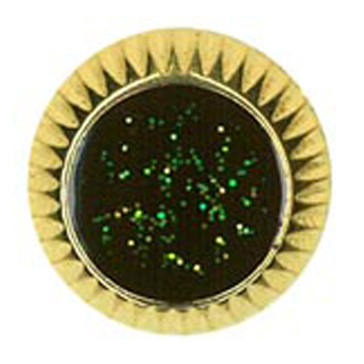 25999 Sullivans 22mm Round Plastic Shank Button With Black Sparkle Centre - Gold Border - 16 In A Tube