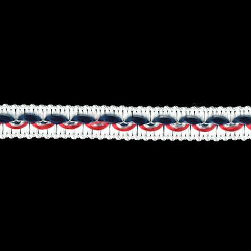 26034 Sullivans Nautical Themed Braid - 12mm Gimp - White/red/navy - 20m