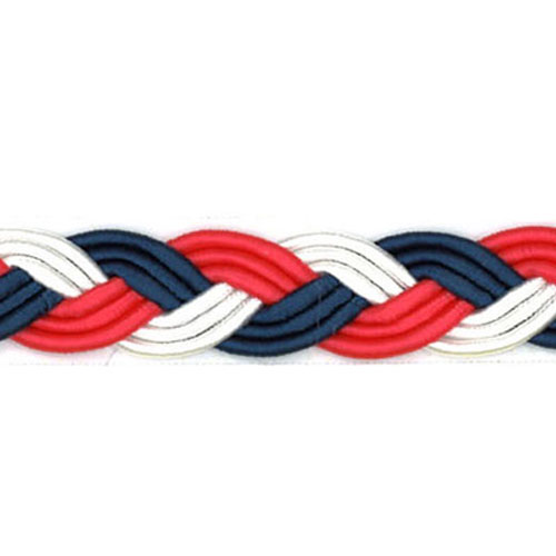 26035 Sullivans Nautical Themed Braid - 10mm Plait - White/red/navy - 20m